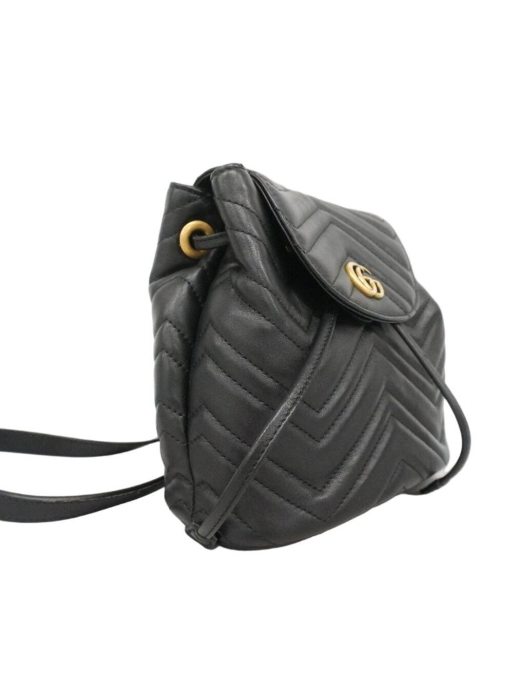 Gucci Backpack GG Marmont Leather Black Gold - Picture 2 of 10